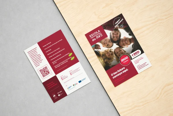 Mockup de flyer da Escola Profissional do Ave — Texave
