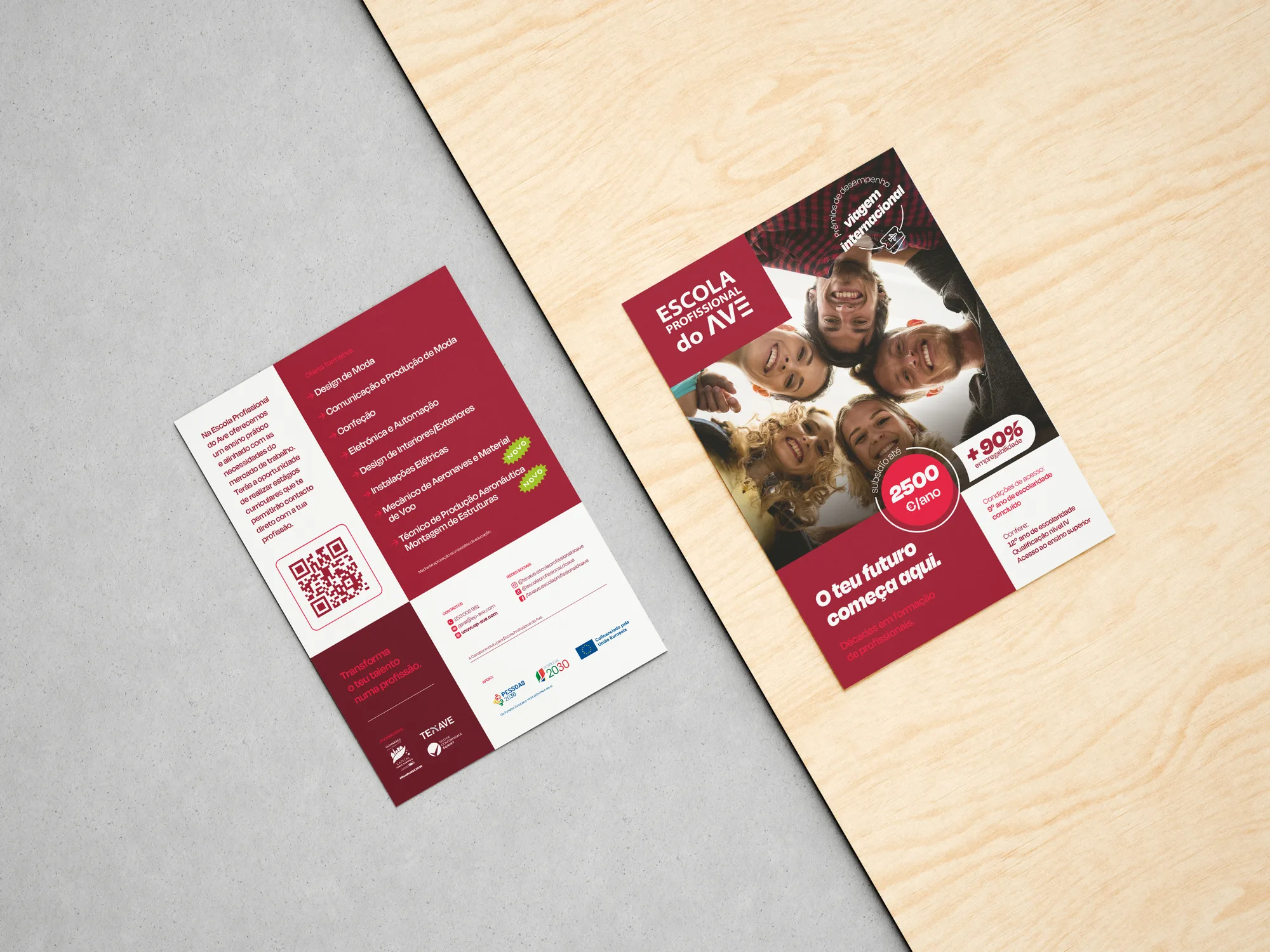 Mockup de flyer da Escola Profissional do Ave — Texave